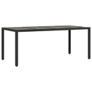 vidaXL fekete polyrattan üveglapos kerti asztal 190 x 90 x 75 cm