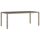 vidaXL szürke polyrattan üveglapos kerti asztal 190 x 90 x 75 cm