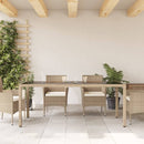 vidaXL bézs polyrattan üveglapos kerti asztal 190 x 90 x 75 cm