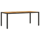 vidaXL fekete polyrattan kerti asztal akácfa lappal 190 x 90 x 75 cm