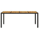 vidaXL fekete polyrattan kerti asztal akácfa lappal 190 x 90 x 75 cm
