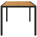 vidaXL fekete polyrattan kerti asztal akácfa lappal 190 x 90 x 75 cm