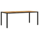 vidaXL fekete polyrattan kerti asztal akácfa lappal 190 x 90 x 75 cm