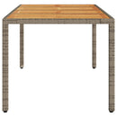 vidaXL szürke polyrattan kerti asztal akácfa lappal 190 x 90 x 75 cm