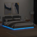 vidaXL szürke sonoma ágykeret fejtámlával és LED-ekkel 180 x 200 cm