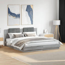 vidaXL szürke sonoma ágykeret fejtámlával és LED-ekkel 180 x 200 cm