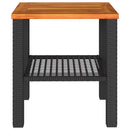 vidaXL fekete polyrattan és akácfa kerti asztal 40 x 40 x 42 cm