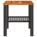 vidaXL fekete polyrattan és akácfa kerti asztal 40 x 40 x 42 cm