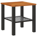 vidaXL fekete polyrattan és akácfa kerti asztal 40 x 40 x 42 cm