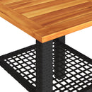 vidaXL fekete polyrattan és akácfa kerti asztal 40 x 40 x 42 cm