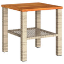 vidaXL bézs polyrattan és akácfa kerti asztal 40 x 40 x 42 cm