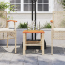 vidaXL bézs polyrattan és akácfa kerti asztal 40 x 40 x 42 cm