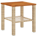 vidaXL bézs polyrattan és akácfa kerti asztal 40 x 40 x 42 cm