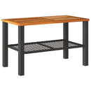 vidaXL fekete polyrattan és akácfa kerti asztal 70 x 38 x 42 cm