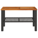 vidaXL fekete polyrattan és akácfa kerti asztal 70 x 38 x 42 cm