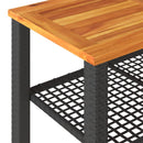 vidaXL fekete polyrattan és akácfa kerti asztal 70 x 38 x 42 cm