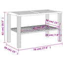 vidaXL fekete polyrattan és akácfa kerti asztal 70 x 38 x 42 cm