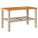 vidaXL bézs polyrattan és akácfa kerti asztal 70 x 38 x 42 cm