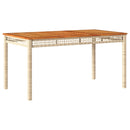 vidaXL bézs polyrattan és akácfa kerti asztal 140 x 80 x 75 cm