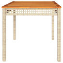 vidaXL bézs polyrattan és akácfa kerti asztal 140 x 80 x 75 cm