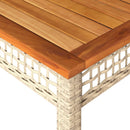 vidaXL bézs polyrattan és akácfa kerti asztal 140 x 80 x 75 cm