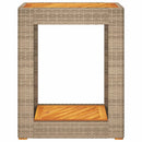 vidaXL bézs polyrattan kerti kisasztal fa asztallappal 60x40x75 cm