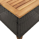 vidaXL fekete polyrattan és akácfa kerti asztal 45 x 45 x 37 cm