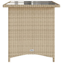 vidaXL bézs polyrattan üveglapos kerti asztal 110x68x70 cm