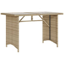 vidaXL bézs polyrattan üveglapos kerti asztal 110x68x70 cm