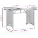 vidaXL szürke polyrattan üveglapos kerti asztal 110x68x70 cm