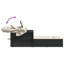 vidaXL fekete polyrattan dupla napozóágy tetővel és párnával