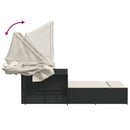 vidaXL fekete polyrattan dupla napozóágy tetővel és párnával