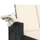 vidaXL fekete polyrattan dupla napozóágy tetővel és párnával