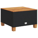 vidaXL fekete polyrattan és akácfa kerti asztal 55 x 55 x 36 cm