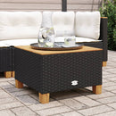 vidaXL fekete polyrattan és akácfa kerti asztal 55 x 55 x 36 cm