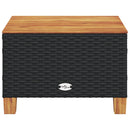 vidaXL fekete polyrattan és akácfa kerti asztal 55 x 55 x 36 cm