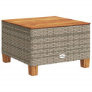 vidaXL szürke polyrattan és akácfa kerti asztal 55 x 55 x 36 cm