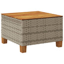 vidaXL szürke polyrattan és akácfa kerti asztal 55 x 55 x 36 cm