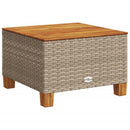 vidaXL bézs polyrattan és akácfa kerti asztal 55 x 55 x 36 cm