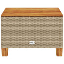 vidaXL bézs polyrattan és akácfa kerti asztal 55 x 55 x 36 cm