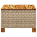 vidaXL bézs polyrattan és akácfa kerti asztal 55 x 55 x 36 cm