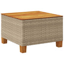 vidaXL bézs polyrattan és akácfa kerti asztal 55 x 55 x 36 cm