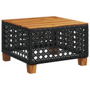 vidaXL fekete polyrattan és akácfa kerti asztal 55 x 55 x 36 cm