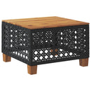 vidaXL fekete polyrattan és akácfa kerti asztal 55 x 55 x 36 cm