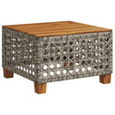 vidaXL szürke polyrattan és akácfa kerti asztal 55 x 55 x 36 cm