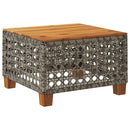 vidaXL szürke polyrattan és akácfa kerti asztal 55 x 55 x 36 cm