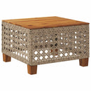 vidaXL bézs polyrattan és akácfa kerti asztal 55 x 55 x 36 cm