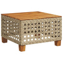 vidaXL bézs polyrattan és akácfa kerti asztal 55 x 55 x 36 cm