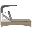 vidaXL vegyes bézs polyrattan dupla napozóágy tetővel és párnával