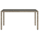 vidaXL szürke polyrattan üveglapos kerti asztal 150 x 90 x 75 cm